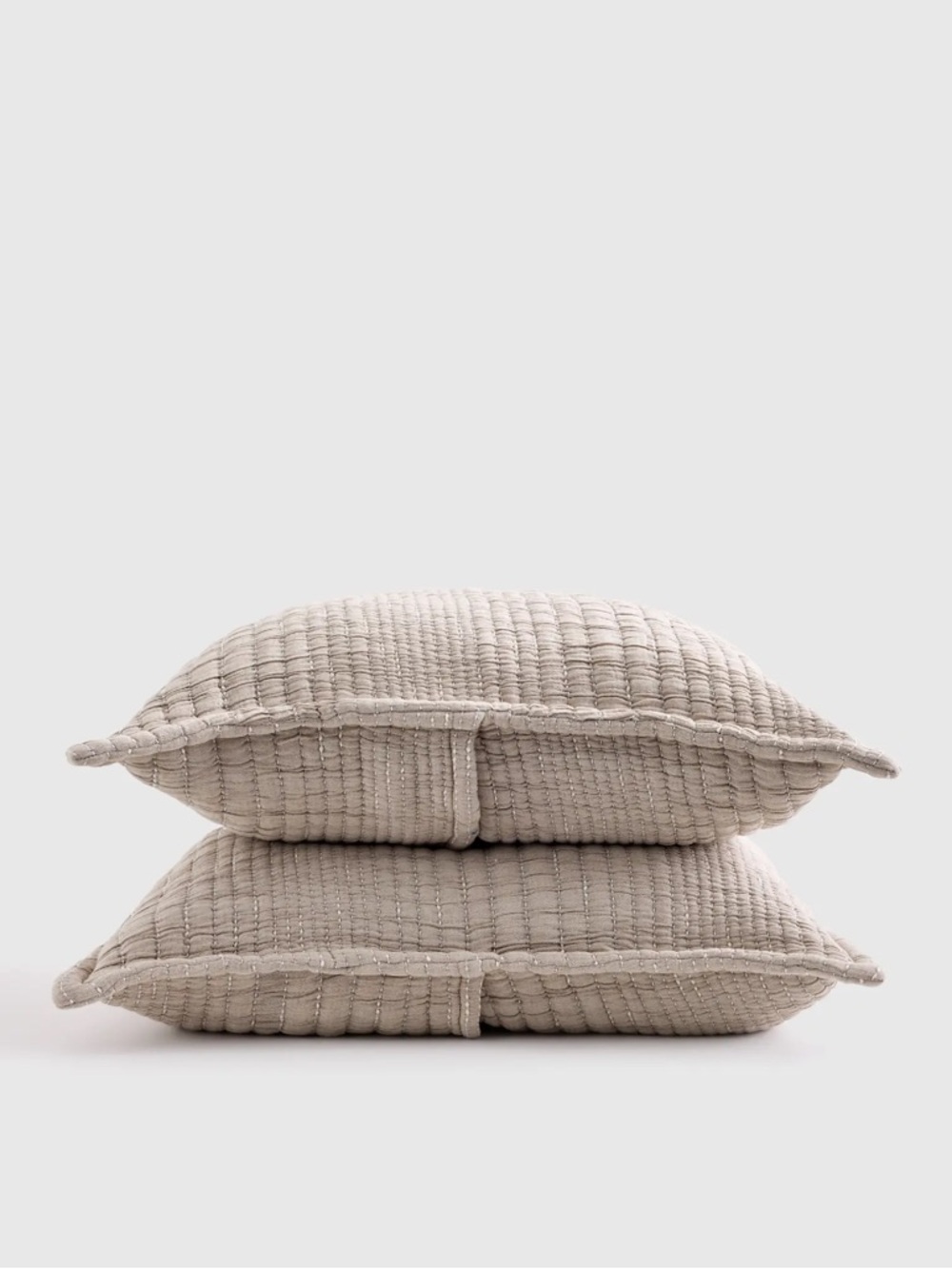 QUINCE Organic Cotton Channel Stitch Sham Set King Taupe 8546